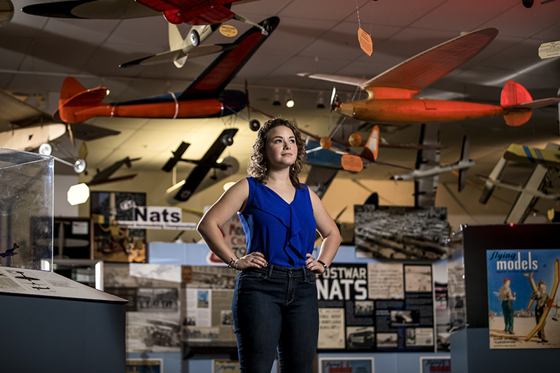 student in National Model Aviation Museum