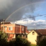 The view of a sky and rainbow from Julia's window in Kosovo.
