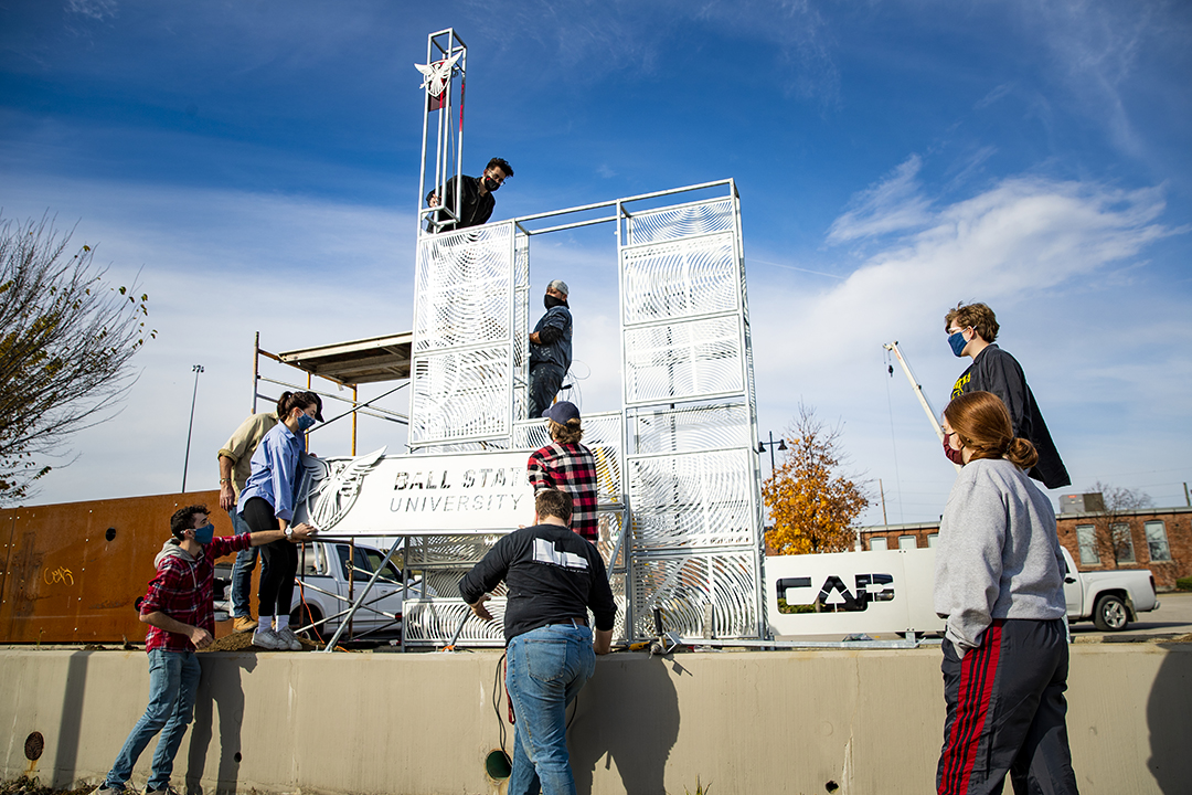 Book documents construction of CAP Indy sign College of Architecture and Planning