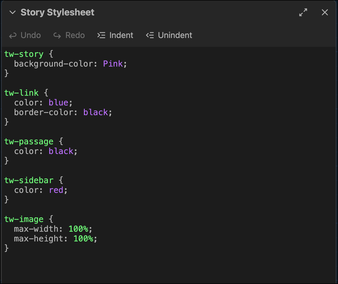 Twine stylesheet - read transcript for full details